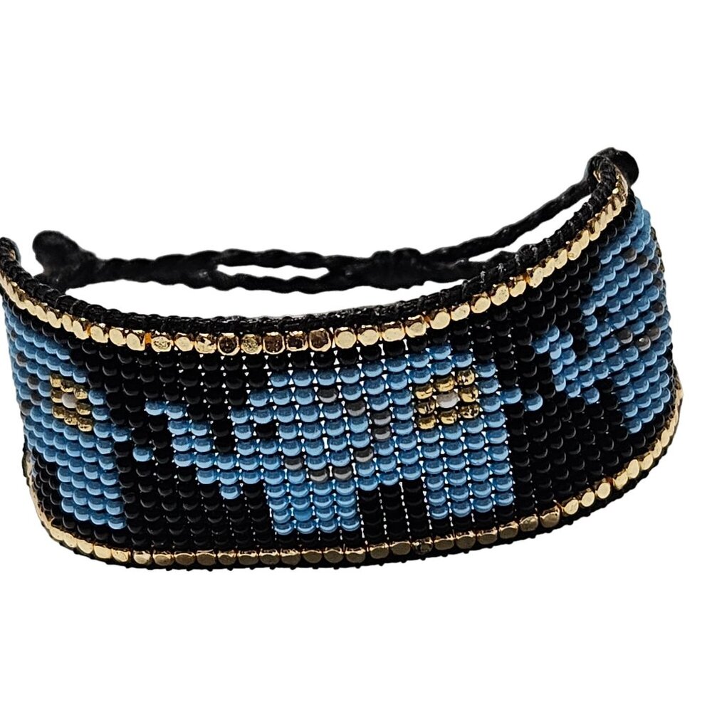 Handcrafted Blue Elephant Bracelet Beaded Woven Braided Rope Cuff Friendship
